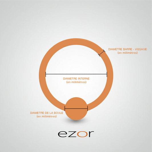 Piercing téton anneau avec boule en or jaune (1,2mm)