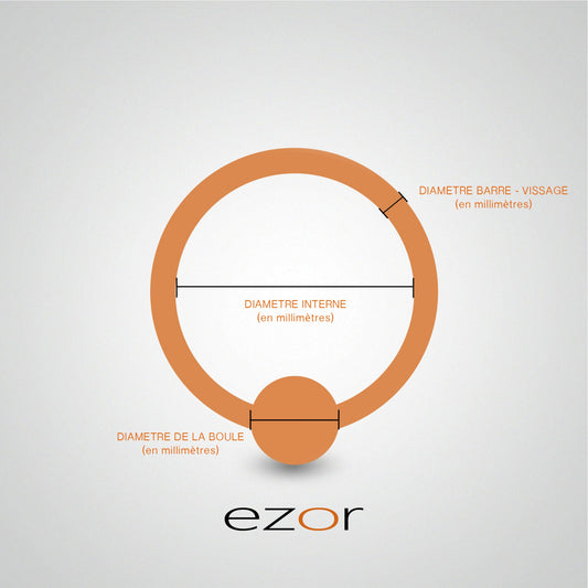 Anneau or jaune pour rook/daith avec boule et oxyde de zirconium (1,2mm)