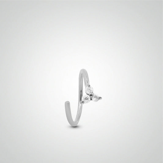Piercing anti hélix anneau or blanc à écarter avec trèfle zircon