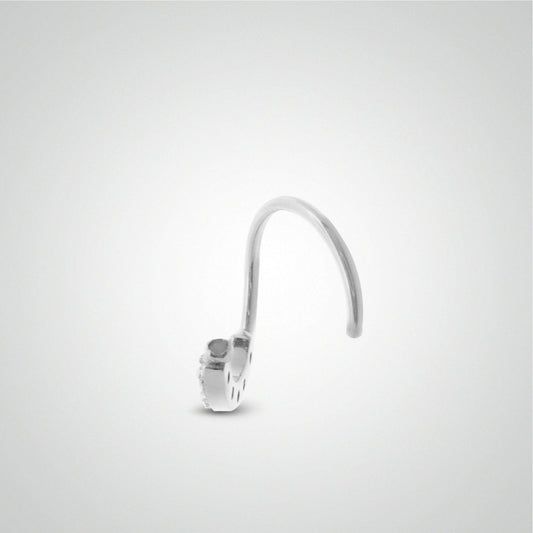 Piercing anti hélix anneau à écarter en or blanc et zircons