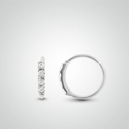 Piercing antihelix anneau or blanc avec zircons (charnière)