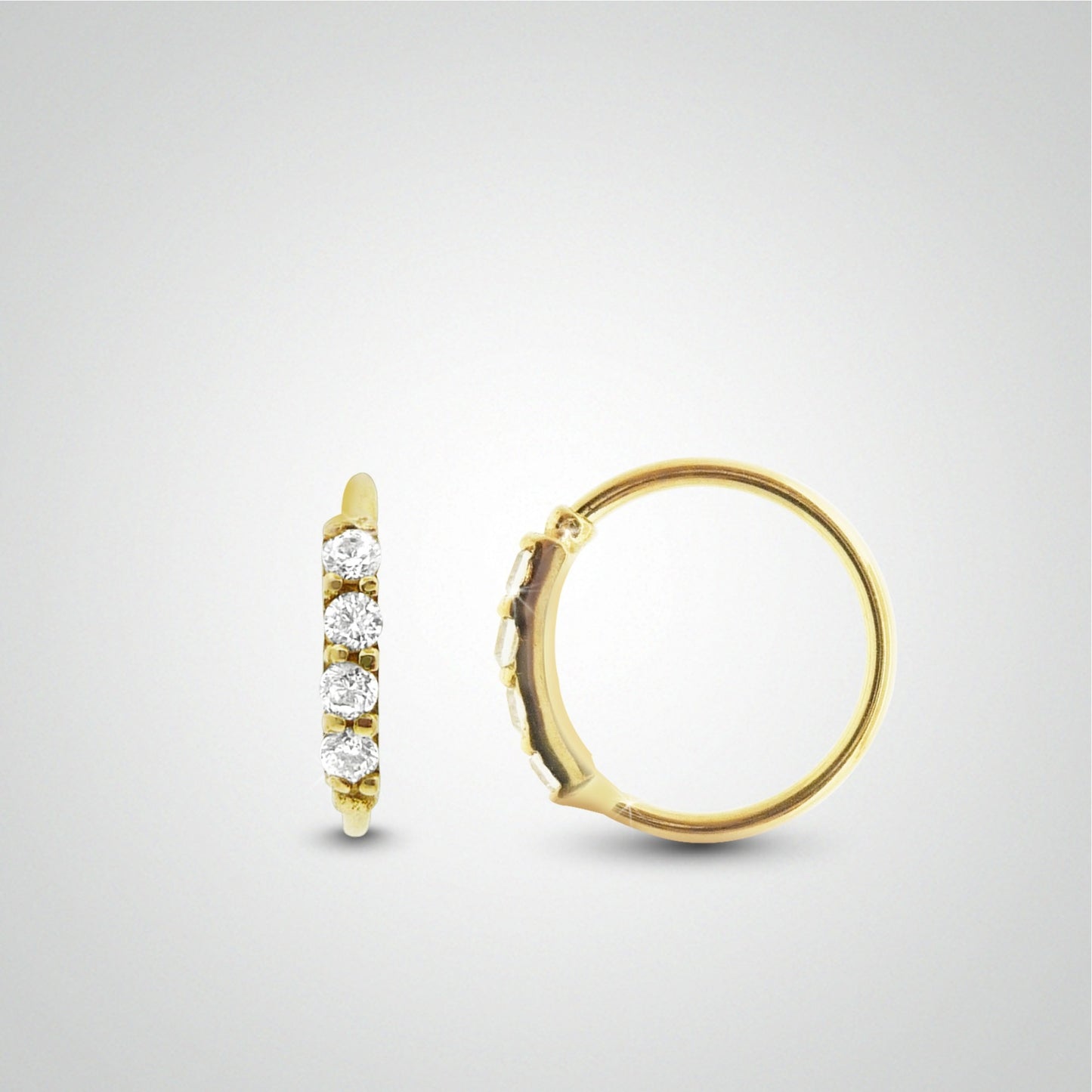 Piercing antihelix anneau or jaune avec zircons (charnière)