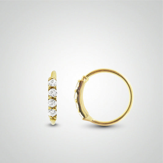Piercing antihelix anneau or jaune avec zircons (charnière)