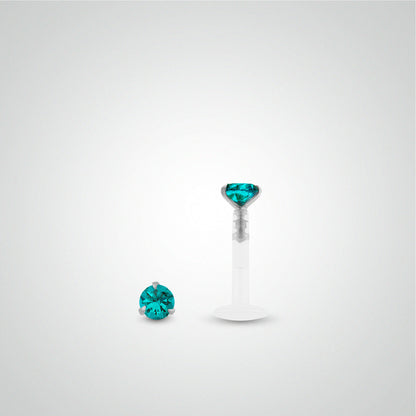 Piercing anti-helix or blanc avec oxyde de zirconium turquoise