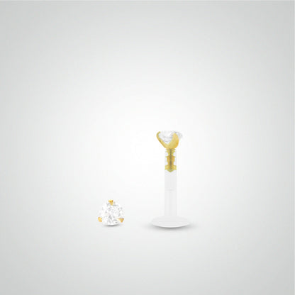 Piercing anti-helix diamant 0,05 carats en or jaune