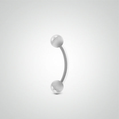 Piercing d'arcade barre courbe en or blanc avec boules(1,2mm)