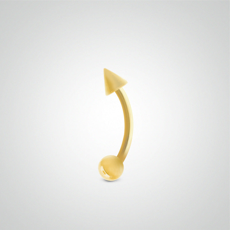 Piercing d'arcade barre courbe en or jaune avec boule et pic (1,2mm)