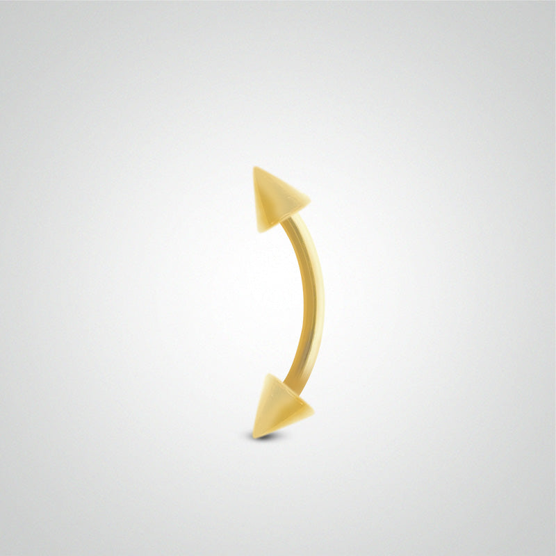 Piercing barre courbe en or jaune avec pics (1,2mm)