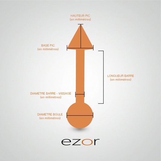 Piercing conch en or jaune avec boule et pic (1,2 mm)