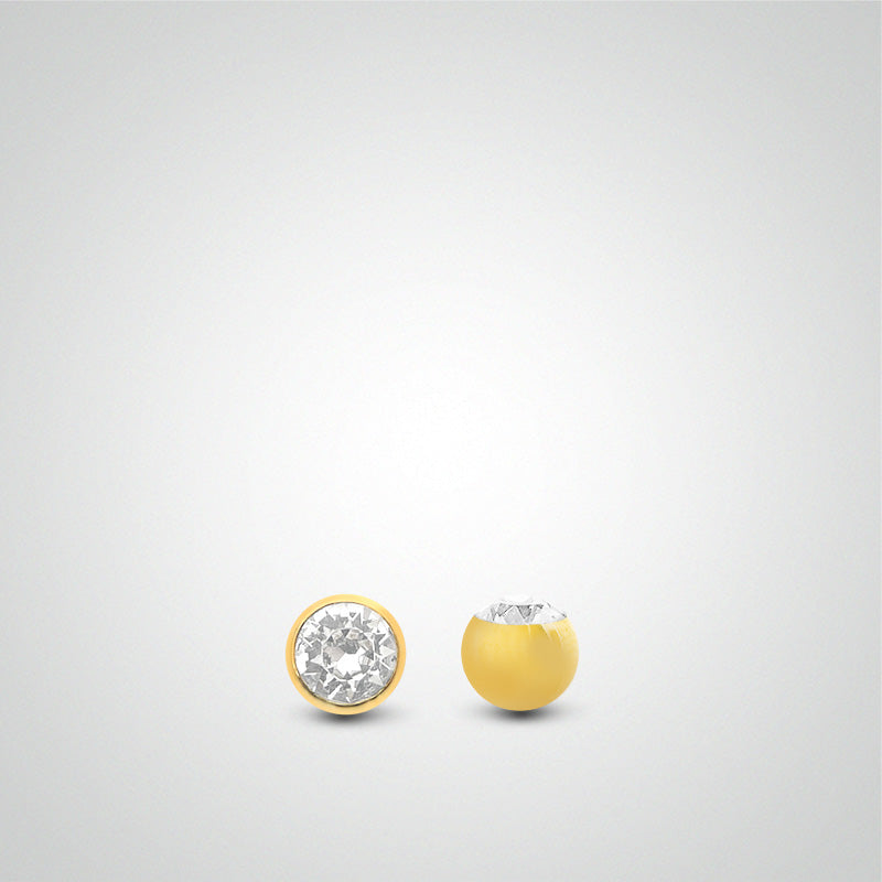 Boule de piercing or jaune avec oxyde zirconium (1,6mm)