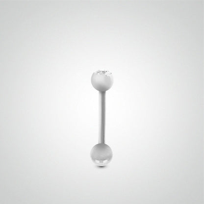 Piercing conch en or blanc avec boules et zircon blanc