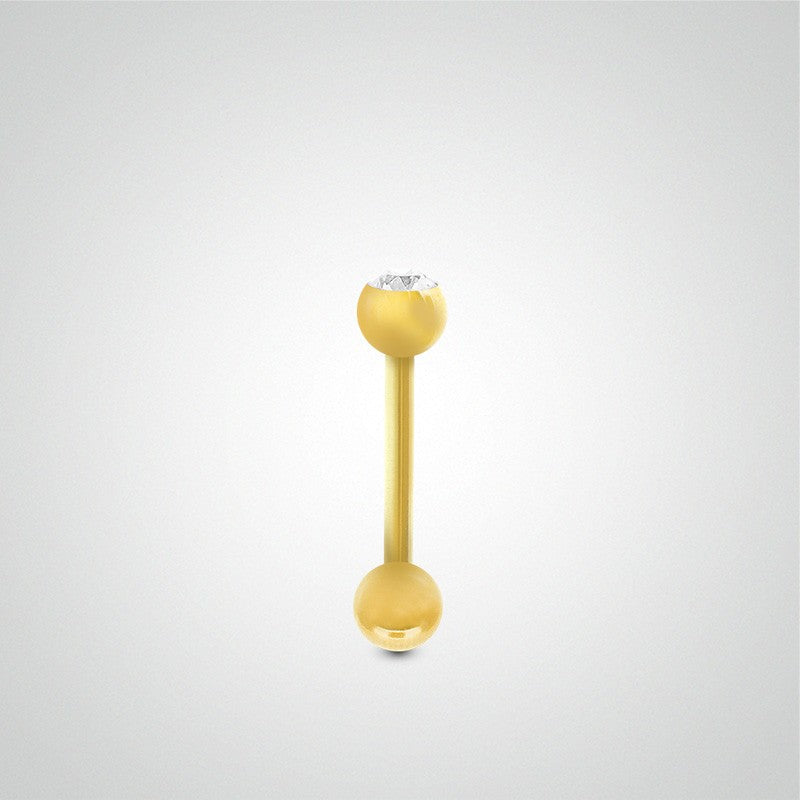 Piercing conch en or jaune avec boules et zircon blanc