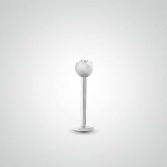 Piercing conch en or blanc avec boule et zircon