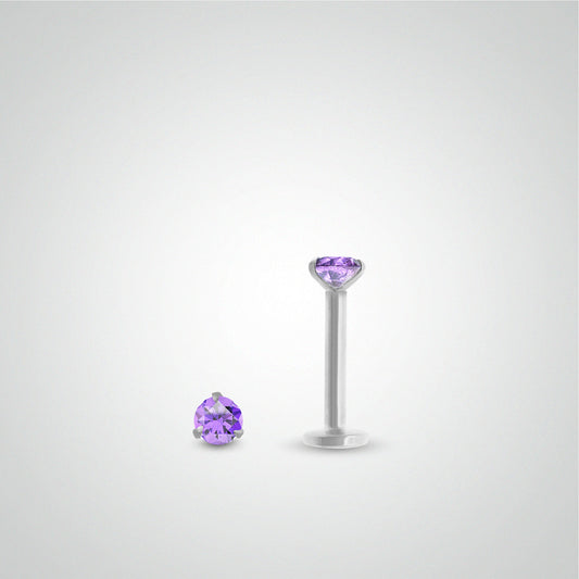 Piercing conch améthyste 0,05 carats en or blanc (vissable)