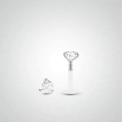 Piercing conch diamant 0,10 carats en or blanc