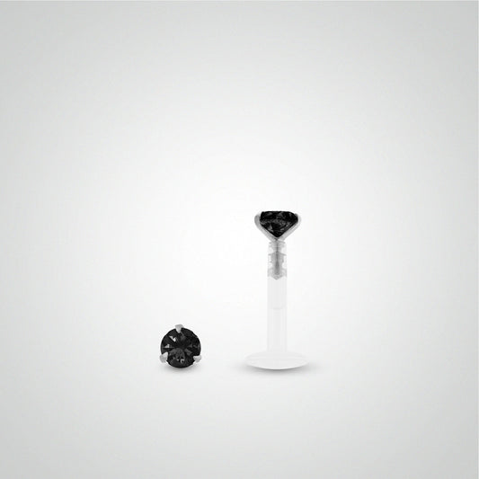 Piercing conch diamant noir 0,05 carats en or blanc