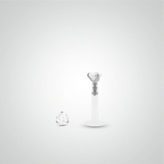 Piercing conch diamant 0,02 carats en or blanc