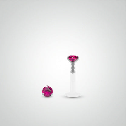 Piercing conch or blanc avec oxyde de zirconium fushia