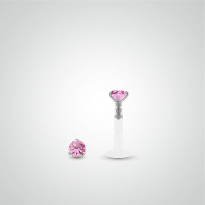 Piercing conch or blanc avec oxyde de zirconium rose