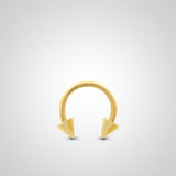Piercing daith et rook en or jaune : fer à cheval avec pics (1,2mm)