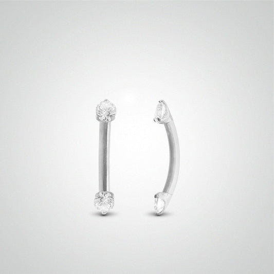 Piercing daith et rook diamant 0,03 carats en or blanc