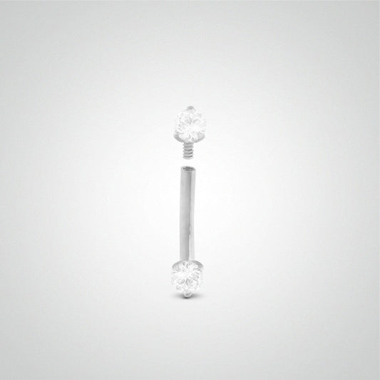 Piercing daith et rook diamant 0,05 carats en or blanc