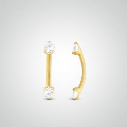 Piercing daith et rook diamant 0,05 carats en or jaune