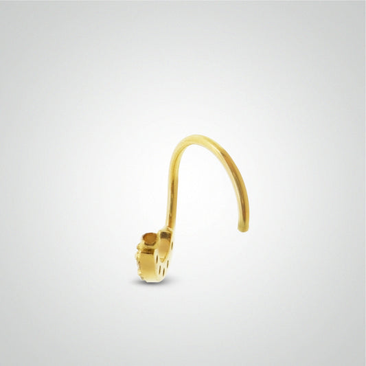 Piercing hélix anneau à écarter en or jaune et zircons