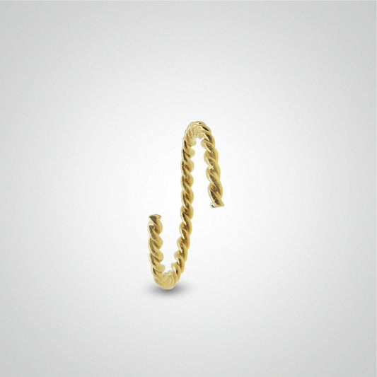 Piercing anti hélix : anneau en or jaune torsadé à écarter
