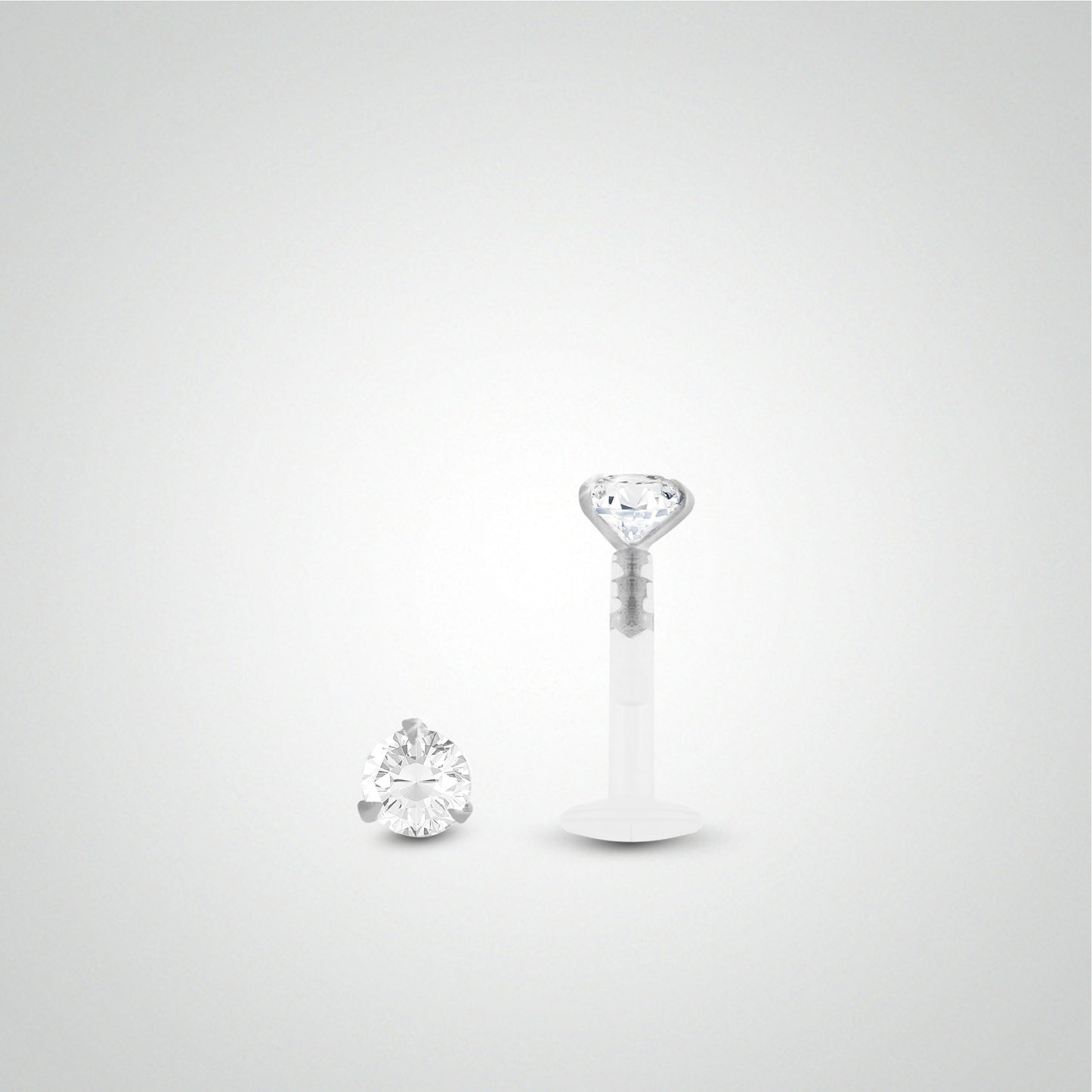 Piercing helix diamant 0,03 carats en or blanc