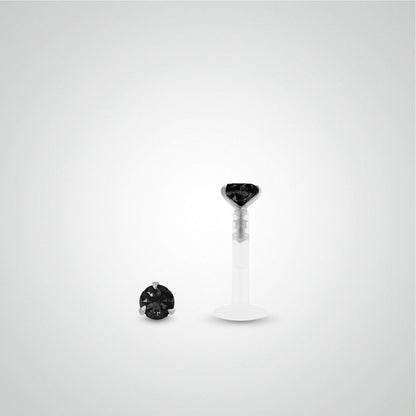 Piercing helix diamant noir 0,05 carats en or blanc