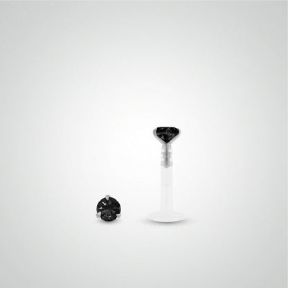 Piercing anti-helix diamant noir 0,05 carats en or blanc