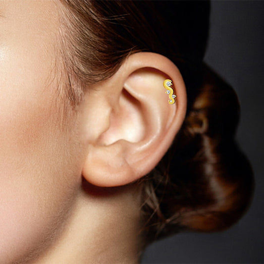 Piercing hélix arabesque en or jaune