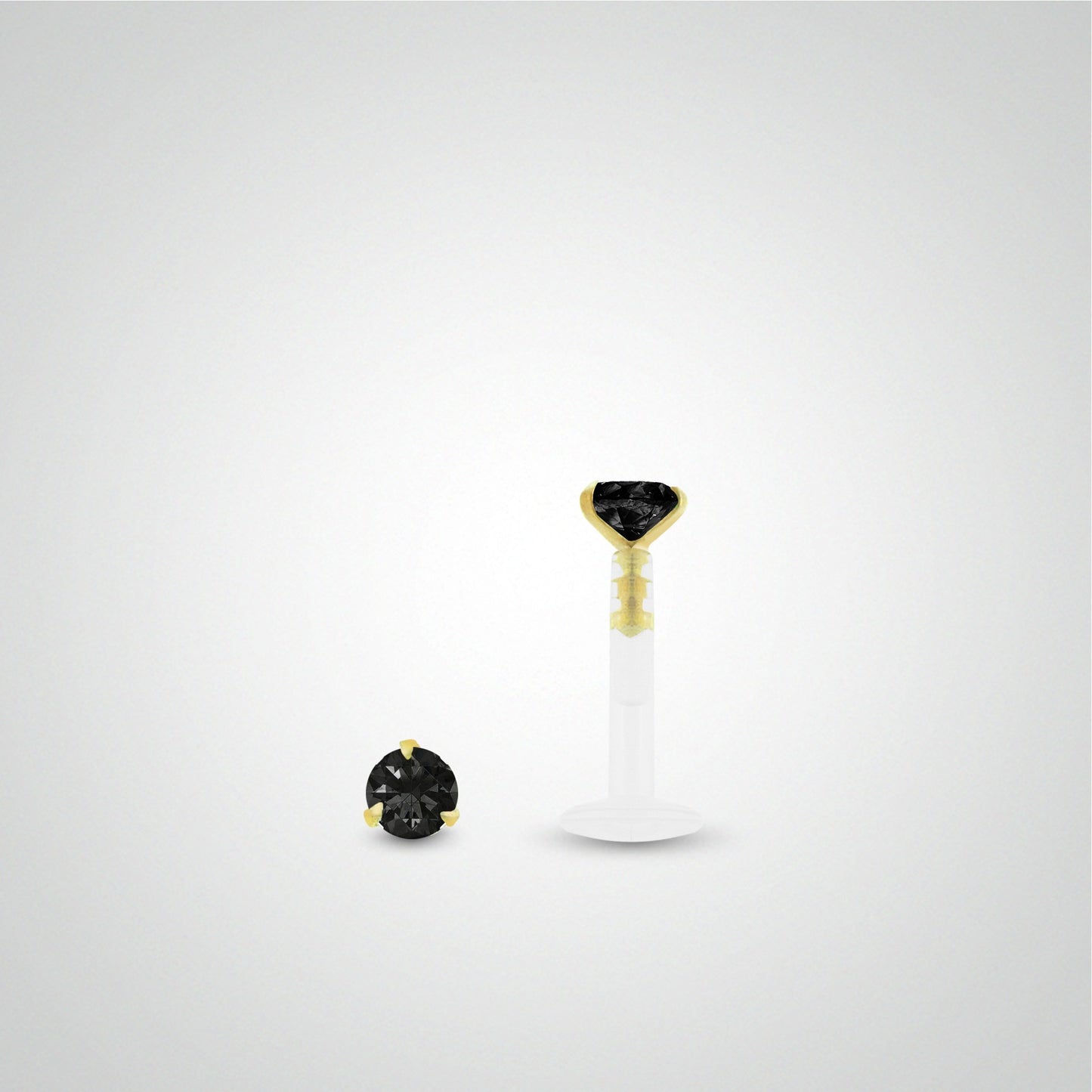 Piercing anti-helix diamant noir 0,05 carats en or jaune