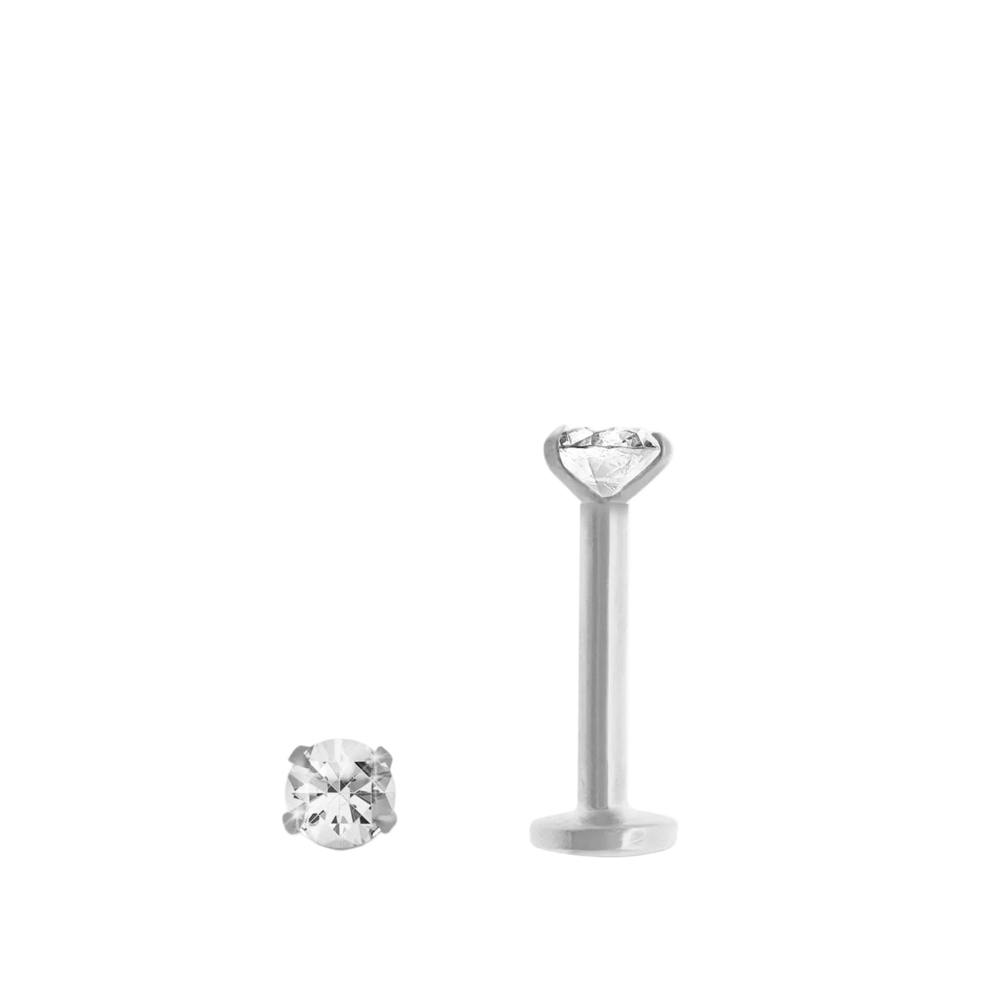 Piercing hélix en or blanc avec oxyde de zirconium vissable