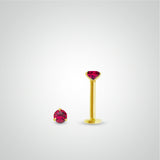 0.05 carat ruby ​​helix piercing in yellow gold (screwable)