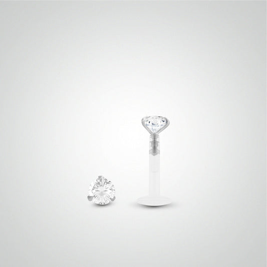 Piercing labret diamant 0,03 carats en or blanc