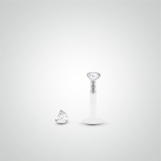 Piercing de labret diamant 0,02 carats en or blanc