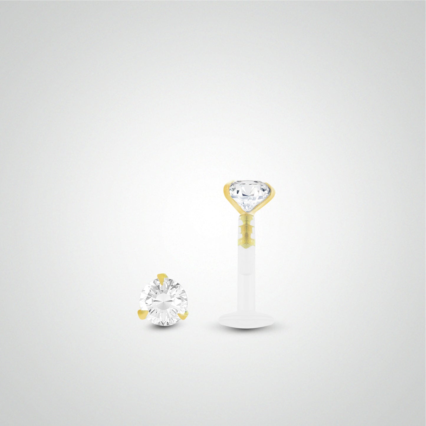 Piercing labret diamant 0,05 carats en or jaune