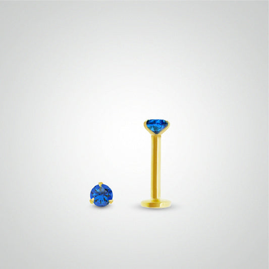 Piercing de labret saphir 0,05 carats en or jaune (vissable)