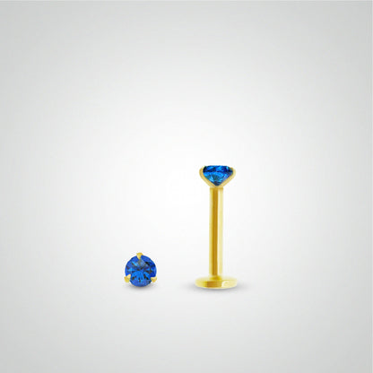 Piercing de labret saphir 0,10 carats en or jaune (vissable)