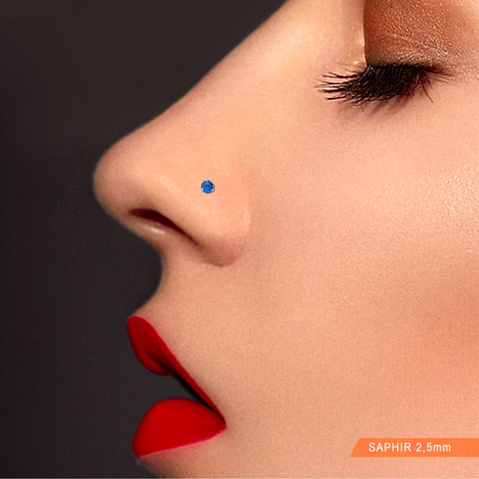 Piercing de nez saphir et or blanc