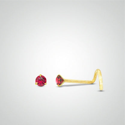 Piercing de nez rubis en or jaune