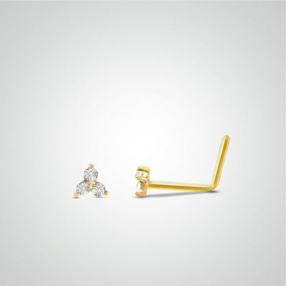 Piercing de nez or jaune trois zircons