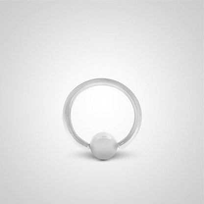 Piercing de nombril anneau avec boule en or blanc (1,6mm)