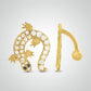 Yellow gold belly button piercing with salamander