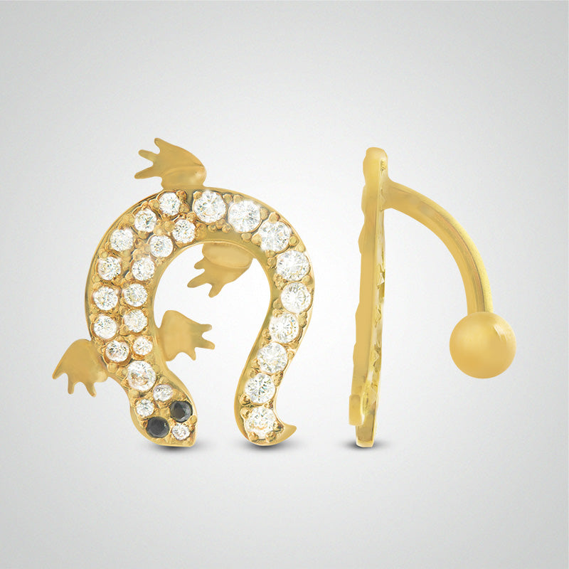 Piercing de nombril en or jaune avec salamandre