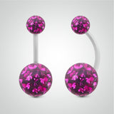 Piercing de nombril en or blanc et cristal de Swarovski (grand modèle)