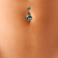 Piercing de nombril en or jaune et Cristal Premium multicolore (grand modèle)