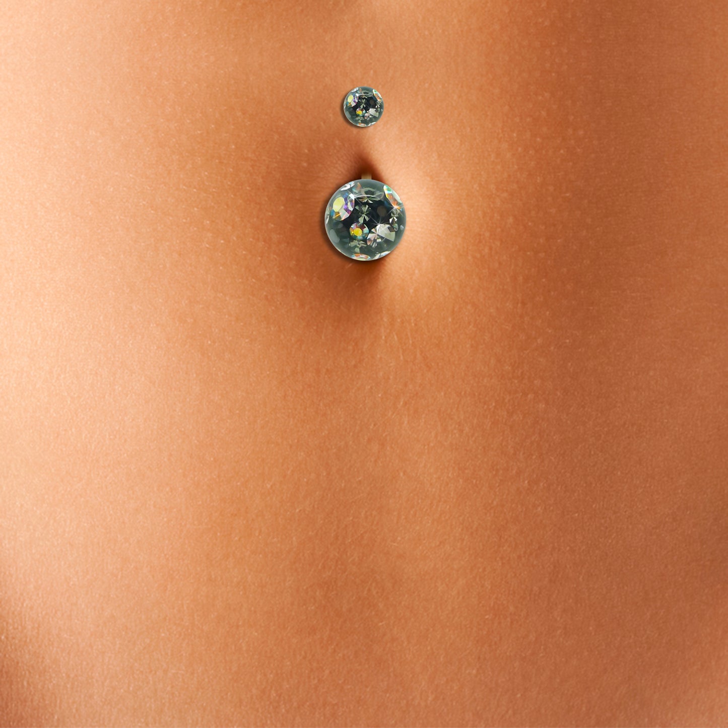 Piercing de nombril en or jaune et Cristal Premium multicolore (grand modèle)